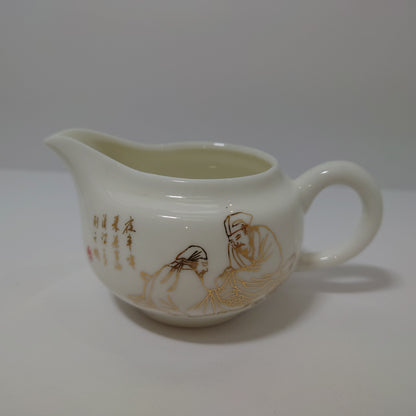 White Traditional Chinese Tea Set With Golden Print (#61, #1020, #1021)