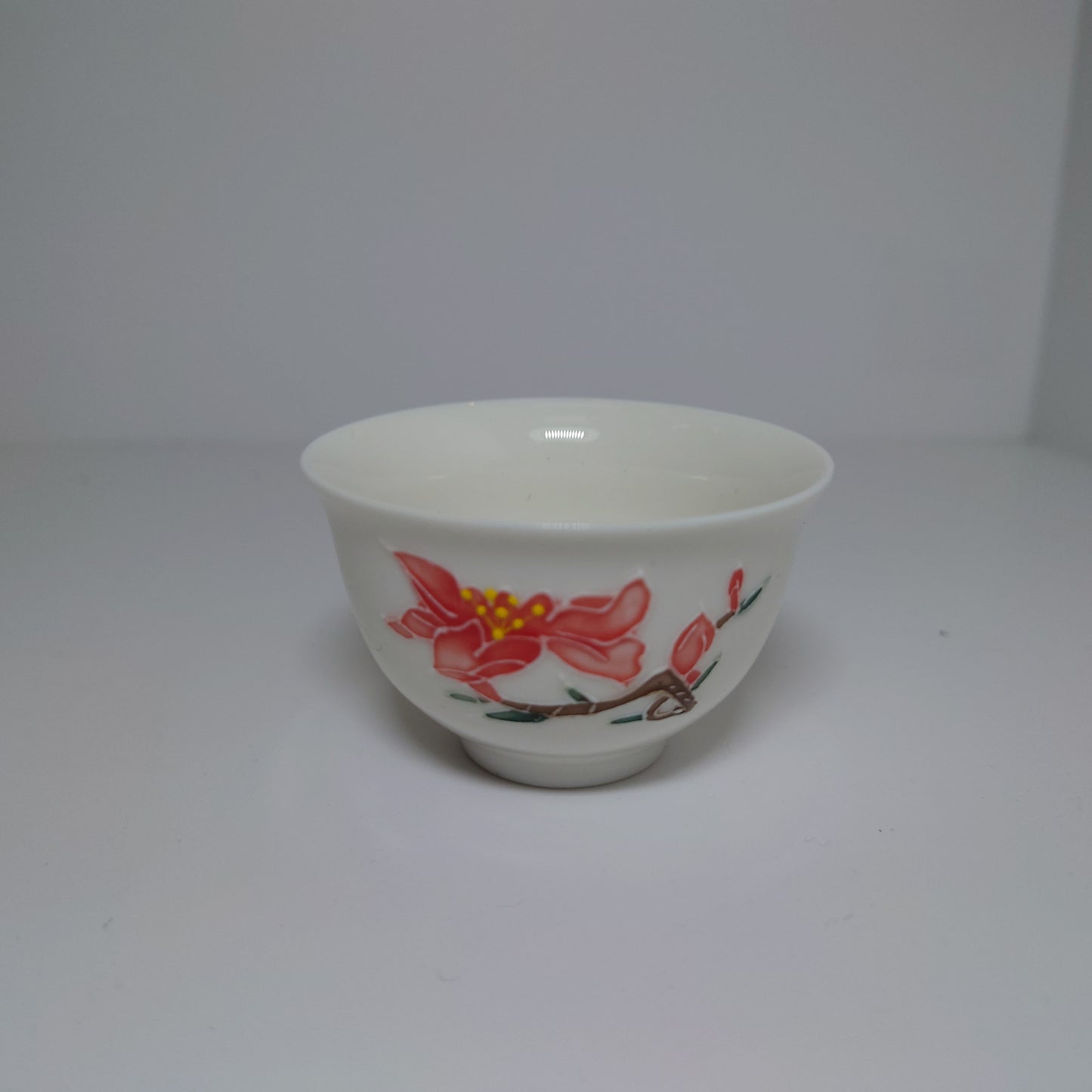 Red Lily/ White Porcelain Chinese Tea Set