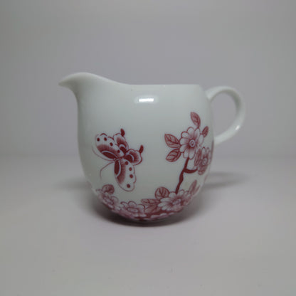 Burgundy/ White Floral Porcelain Tea Set (#1020, #1021)(#142)