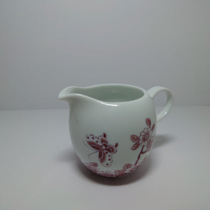 Burgundy/ White Floral Porcelain Tea Set (#1020, #1021)(#142)