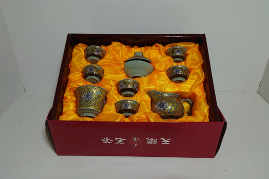 Golden/ Green Porcelain Tea Set (#1019)