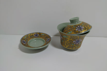 Golden/ Green Porcelain Tea Set (#1019)