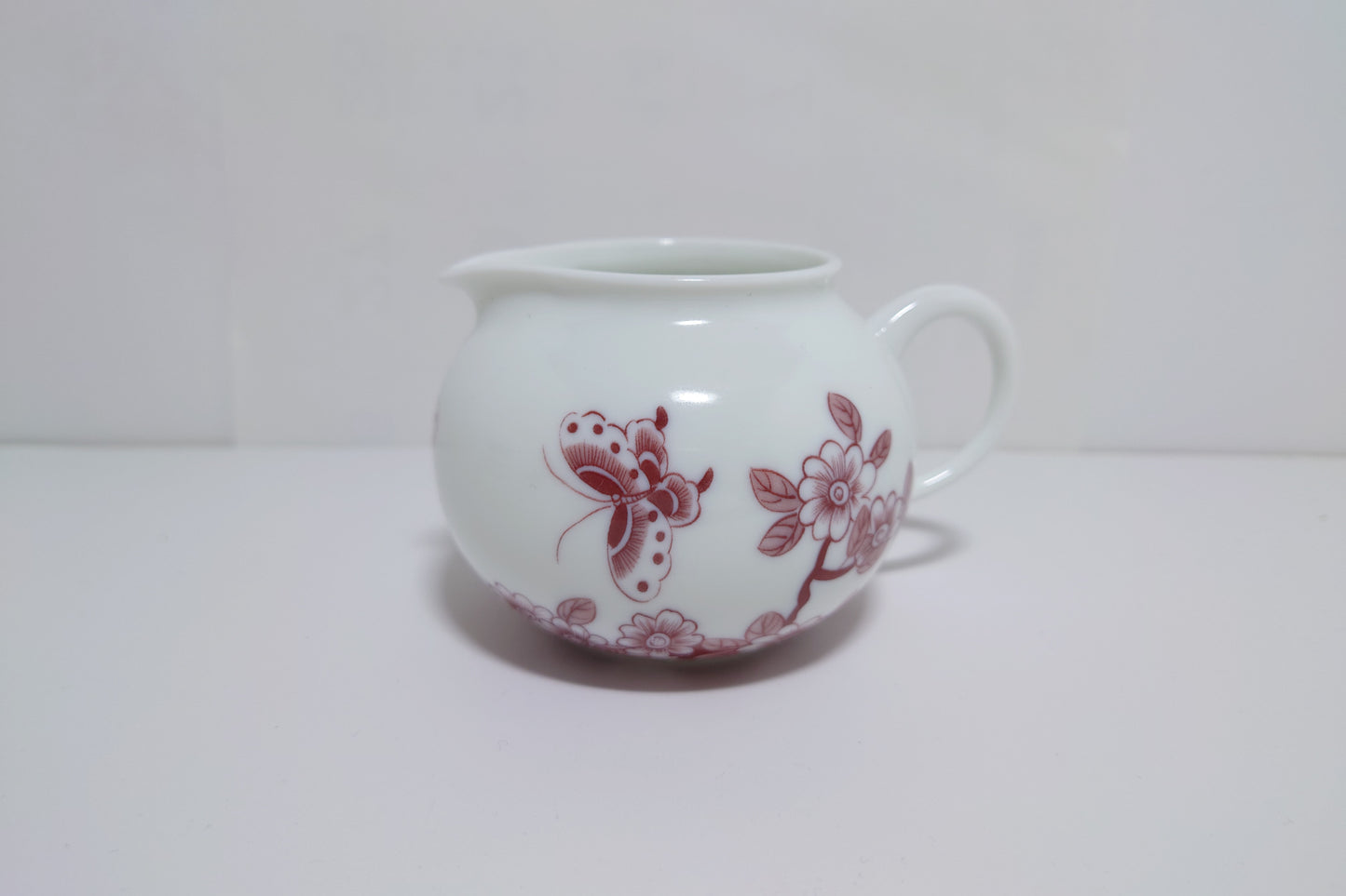 Burgundy/ White Floral Porcelain Tea Cup Set (#1020)(#141)